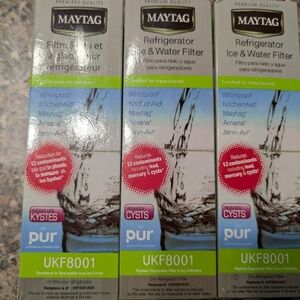 3-PACK NEW GENUINE OEM Maytag Refrigerator Ice and Water Filter UKF8001 With PUR